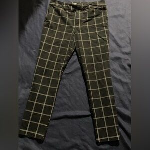 Old Navy pants, black with white striped pattern, high rise, size 8 in women’s